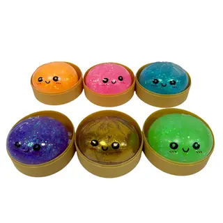 Kawaii Fidget glitterslijm dumpling in stoommand 8,5cm - afbeelding 1