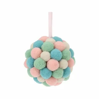 Kerstbal 80mm Pompom Pastel