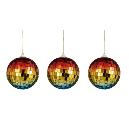 Kerstornament Spiegelbal Ø8 cm - Regenboog Blauw - set van 3
