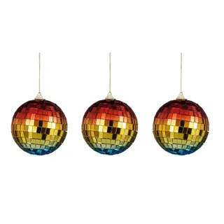 Kerstornament Spiegelbal Ø8 cm - Regenboog Blauw - set van 3
