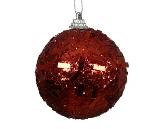 Kerstbal Foam D8cm Glitter Glimmend Kerstrood