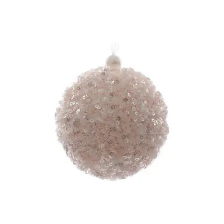 Kerstbal Foam D8cm Glitter Poeder roze