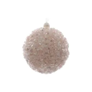 Kerstbal Foam D8cm Glitter Poeder roze