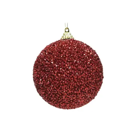 Kerstbal Foam D8cm Glitter Rood - afbeelding 1