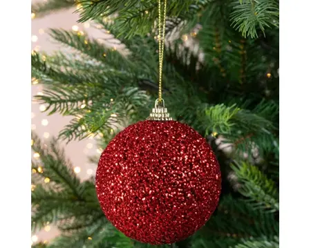 Kerstbal Foam D8cm Glitter Rood - afbeelding 2