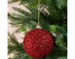 Kerstbal Foam D8cm Glitter Rood - afbeelding 2