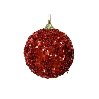Kerstbal Foam D8cm Paillet Kerstrood