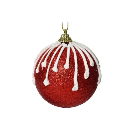 Kerstbal Foam D8cm Sneeuw Kerstrood
