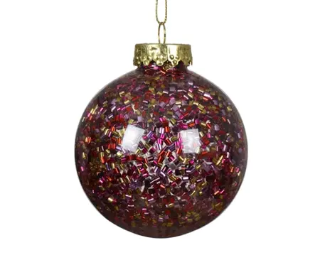 Kerstbal Kunststof D8cm Transparant Multicolor