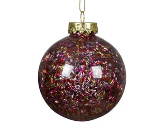 Kerstbal Kunststof D8cm Transparant Multicolor