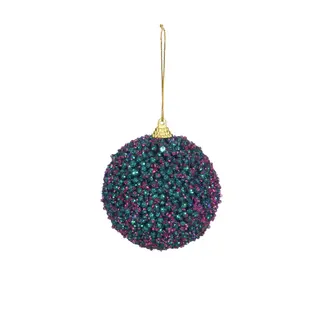 Kerstbal met Glitter en Kralen (assorti) - afbeelding 2