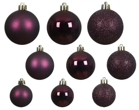 Kerstballen Donker Mauve - Kunststof - Set van 30 stuks - afbeelding 2