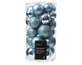 Kerstballen IJsblauw - Kunststof - Set van 30 stuks