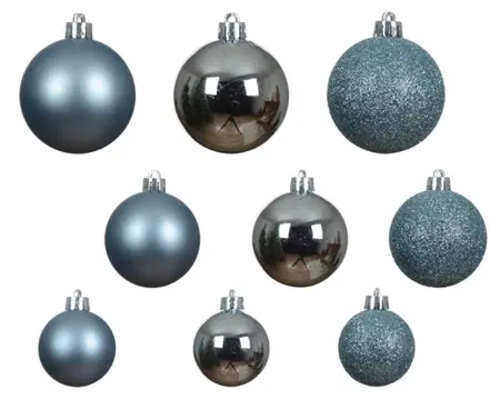 Kerstballen IJsblauw - Kunststof - Set van 30 stuks