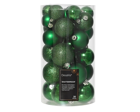 Kerstballen Jolly Groen - Kunststof - Set van 30 stuks