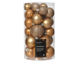 Kerstballen Karamel Bruin - Kunststof - Set van 30 stuks