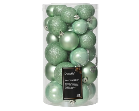 Kerstballen Mint Groen - Kunststof - Set van 30 stuks