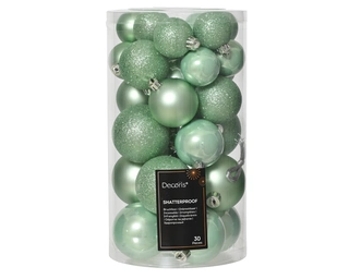 Kerstballen Mint Groen - Kunststof - Set van 30 stuks