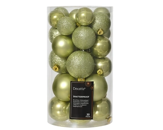 Kerstballen Pistache - Kunststof - Set van 30 stuks