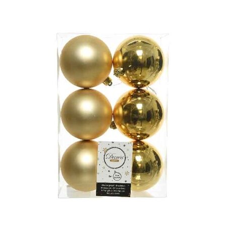 Kerstballen plastic glans-mat goud 8 cm
