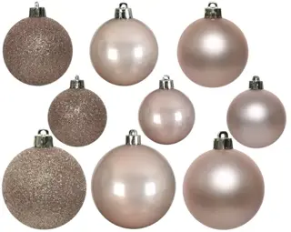 Kerstballen Poederroze - Kunststof - Set van 30 stuks - afbeelding 2