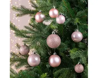 Kerstballen Poederroze - Kunststof - Set van 30 stuks - afbeelding 3
