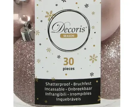 Kerstballen Poederroze - Kunststof - Set van 30 stuks - afbeelding 5