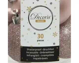 Kerstballen Poederroze - Kunststof - Set van 30 stuks - afbeelding 5