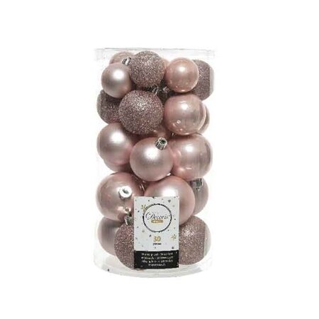 Kerstballen Poederroze - Kunststof - Set van 30 stuks - afbeelding 1
