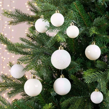 Kerstballen Wit - Kunststof - Set van 30 stuks