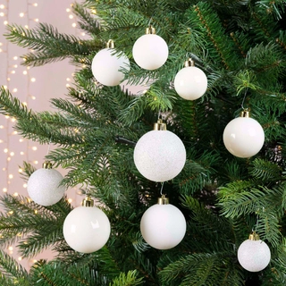 Kerstballen Wit - Kunststof - Set van 30 stuks