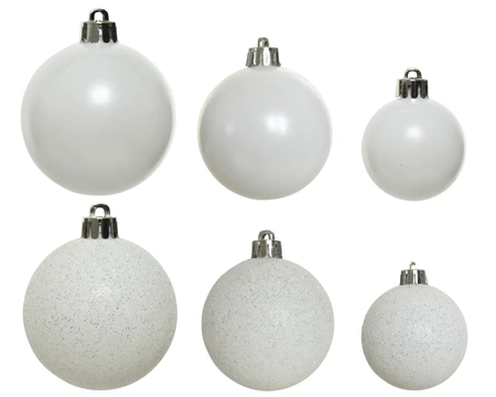 Kerstballen Wit - Kunststof - Set van 30 stuks