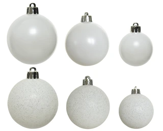 Kerstballen Wit - Kunststof - Set van 30 stuks
