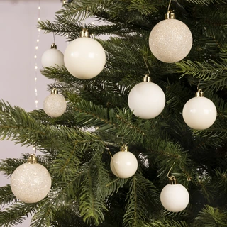 Kerstballen Wolwit - Kunststof - Set van 30 stuks - afbeelding 3