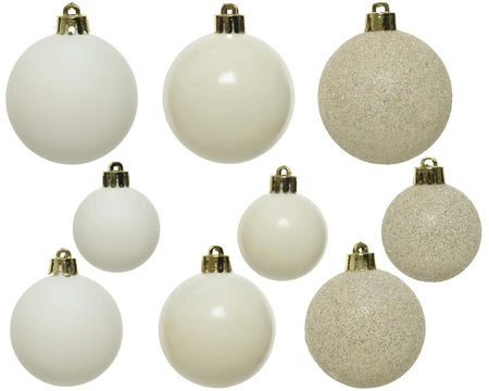 Kerstballen Wolwit - Kunststof - Set van 30 stuks - afbeelding 2