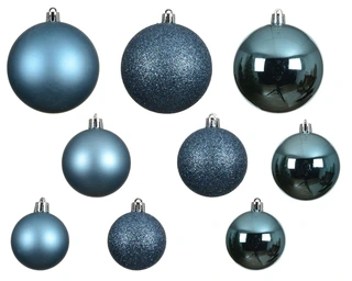 Kerstballen Folk Blue - Kunststof - Set van 30 stuks - afbeelding 2