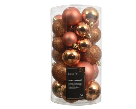 Kerstballen Warm Orange - Kunststof - Set van 30 stuks