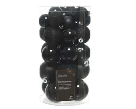 Kerstballen Zwart - Kunststof - Set van 30 stuks - afbeelding 1