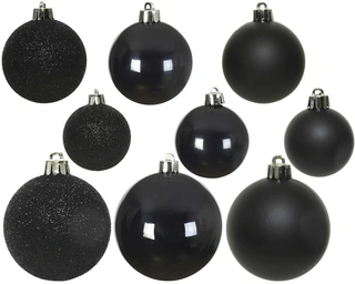 Kerstballen Zwart - Kunststof - Set van 30 stuks - afbeelding 2