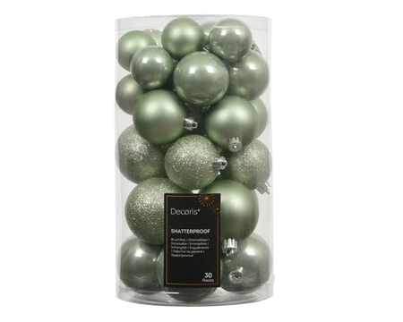 Kerstballen Matcha Green - Kunststof - Set van 30 stuks - afbeelding 1