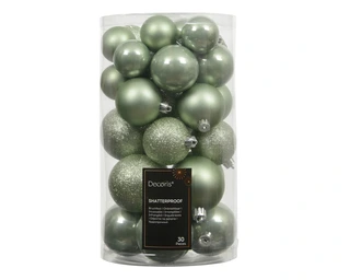 Kerstballen Matcha Green - Kunststof - Set van 30 stuks - afbeelding 1