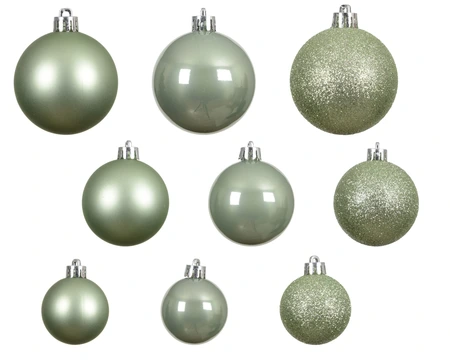 Kerstballen Matcha Green - Kunststof - Set van 30 stuks - afbeelding 2