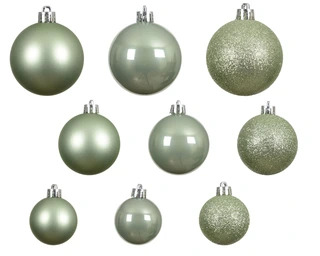 Kerstballen Matcha Green - Kunststof - Set van 30 stuks - afbeelding 2