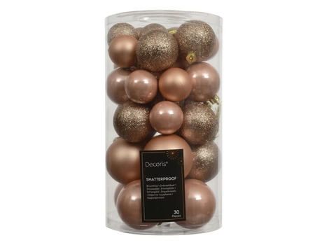 Kerstballen Peach Pearl - Kunststof - Set van 30 stuks