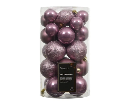 Kerstballen Vintage Roze - Kunststof - Set van 30 stuks - afbeelding 1