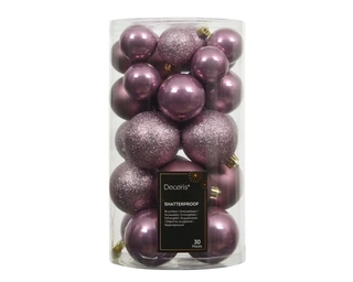 Kerstballen Vintage Roze - Kunststof - Set van 30 stuks - afbeelding 1