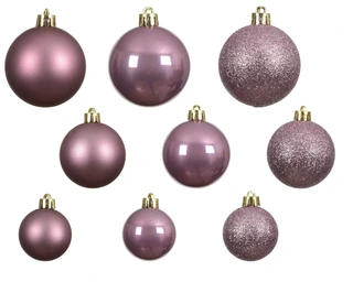 Kerstballen Vintage Roze - Kunststof - Set van 30 stuks - afbeelding 2