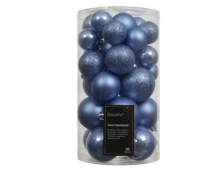 Kerstballen Sky Blue - Kunststof - Set van 30 stuks - afbeelding 1