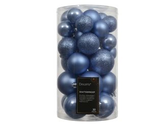 Kerstballen Sky Blue - Kunststof - Set van 30 stuks - afbeelding 1