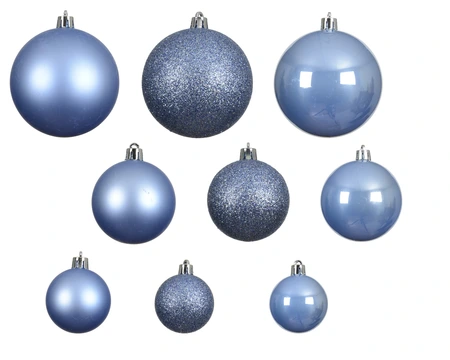 Kerstballen Sky Blue - Kunststof - Set van 30 stuks - afbeelding 2